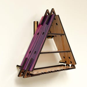 Triangle Crystal Shelf for Altar Wall Decor – Witchy Boho Hanging Shelf with Hooks – Custom Moon Display for Crystals and Spiritual Gifts