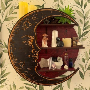 Estante de luna, estante de luna creciente, estantes flotantes, estante de cristal, decoración de brujas, estante de altar, regalo de Navidad, regalo de Navidad,