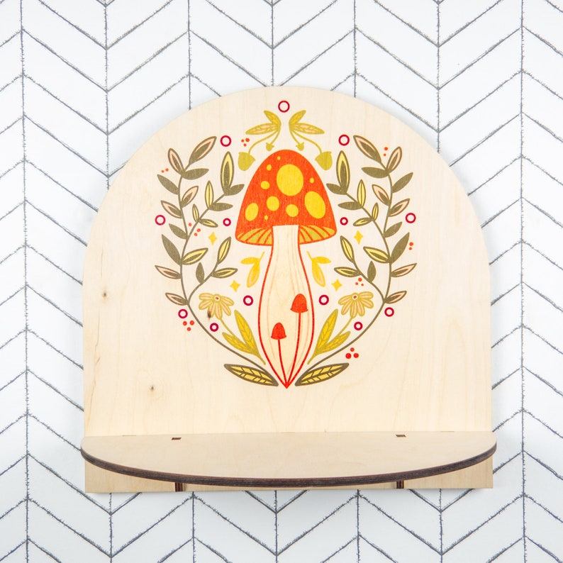 Mushroom Shelf Mushroom Decor Crystal Shelf Altar Shelf Etsy