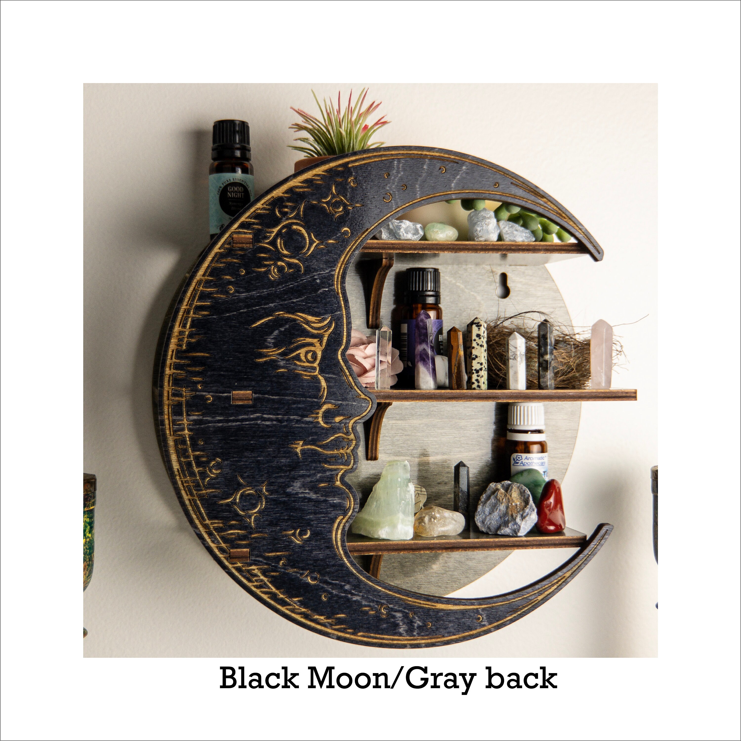 Essential Oil Shelf, Medium Moon Shelf, Crystal Shelf, Altar shelf