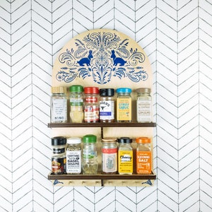 Spice rack, floating shelves, spice rack wall, cottagecore decor, Kitchen Storage, Wooden Spice Rack, kitchen decor, wood shelf image 9