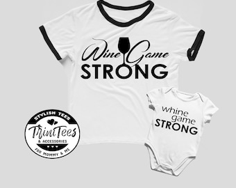 Wijn spel Strong-Whine spel Strong-mama & me-matching set-tshirt-Tee-Onesie-matching sets-kleding-moeder-dochter