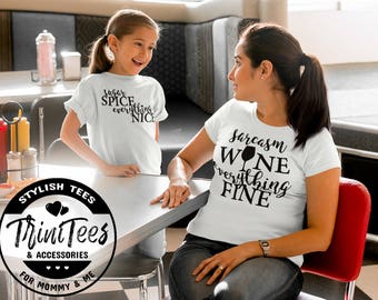 Suiker en specerijen - wijn - Mama & Me - Matching - Tshirt - Tee - Onesie - overeenkomende Sets - kleding - moeder - dochter set