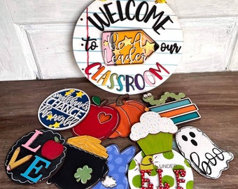 Teacher interchangeable sign, Teacher Appreciation Gift, Teacher Gift, Unique Teacher Gift, Classroom Decoration, Personalized Teacher gift