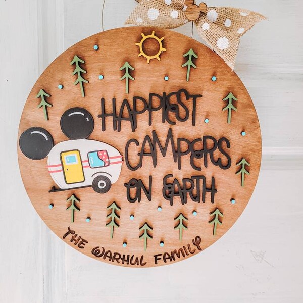 Happiest Campers on Earth Door hanger, campsite decor, fort wilderness site decor, rv door hanger, camp site decoration, family campsite
