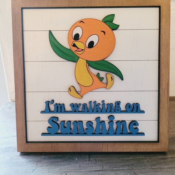 Orange Bird Sign, Disney Summer Decor, Walking on Sunshine