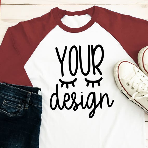 Download Free Crimson Raglan Long Sleeve T-Shirt Your Design Here ...
