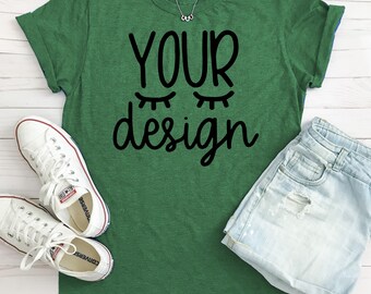 Download Free green T-shirt, your design here, mock-up, mockup, recommended by shorts and lemons for svg files, woman, blank tshirt, jpeg digital file PSD Template