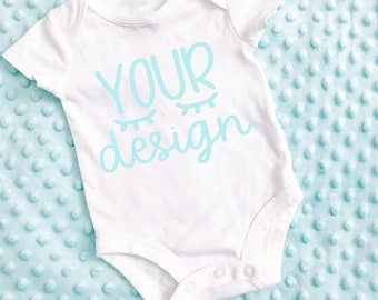 Download Free Baby short sleeve white snap T-shirt, your design here, recommended by shorts and lemons for svg files, mockup, mock-up, jpeg download, PSD Template