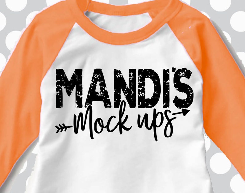 Download Orange raglan long sleeve T-shirt your design here mock-up ...