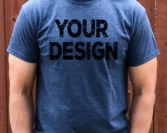 mock up blue tshirt, blue T-shirt, your design here, mock-up, male mockup, recommended by shorts and lemons for svg files, jpeg digital