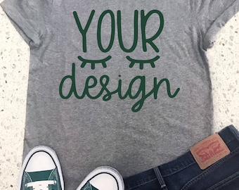 mock up gray tshirt, gray T-shirt, your design here, mock-up, mockup, recommended by shorts and lemons for svg files, jpeg digital file