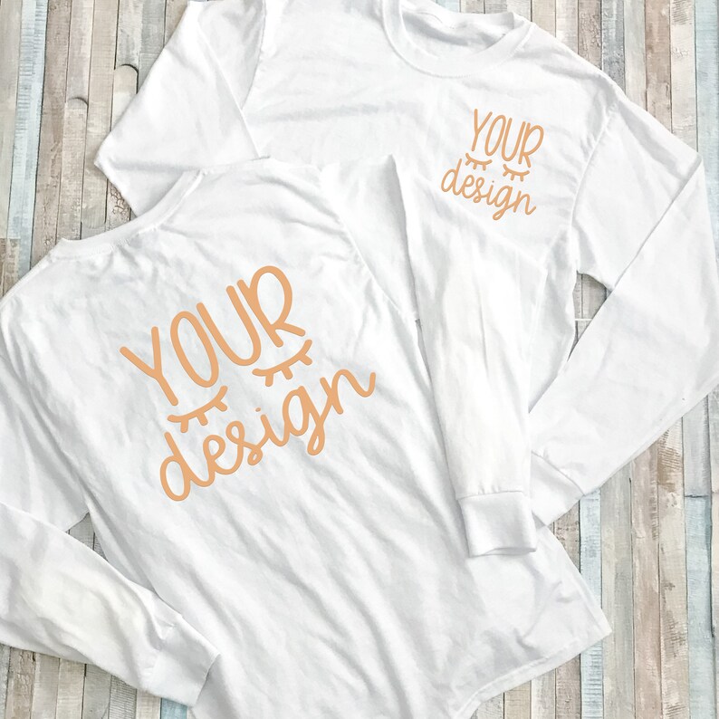 Download Mock up white long sleeve tshirt two shirts front and back ...