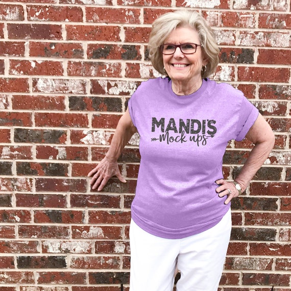 mock up light purple tshirt, purple T-shirt, your design here, mock-up, grandma mockup, recommended by shorts and lemons for svg files, jpeg