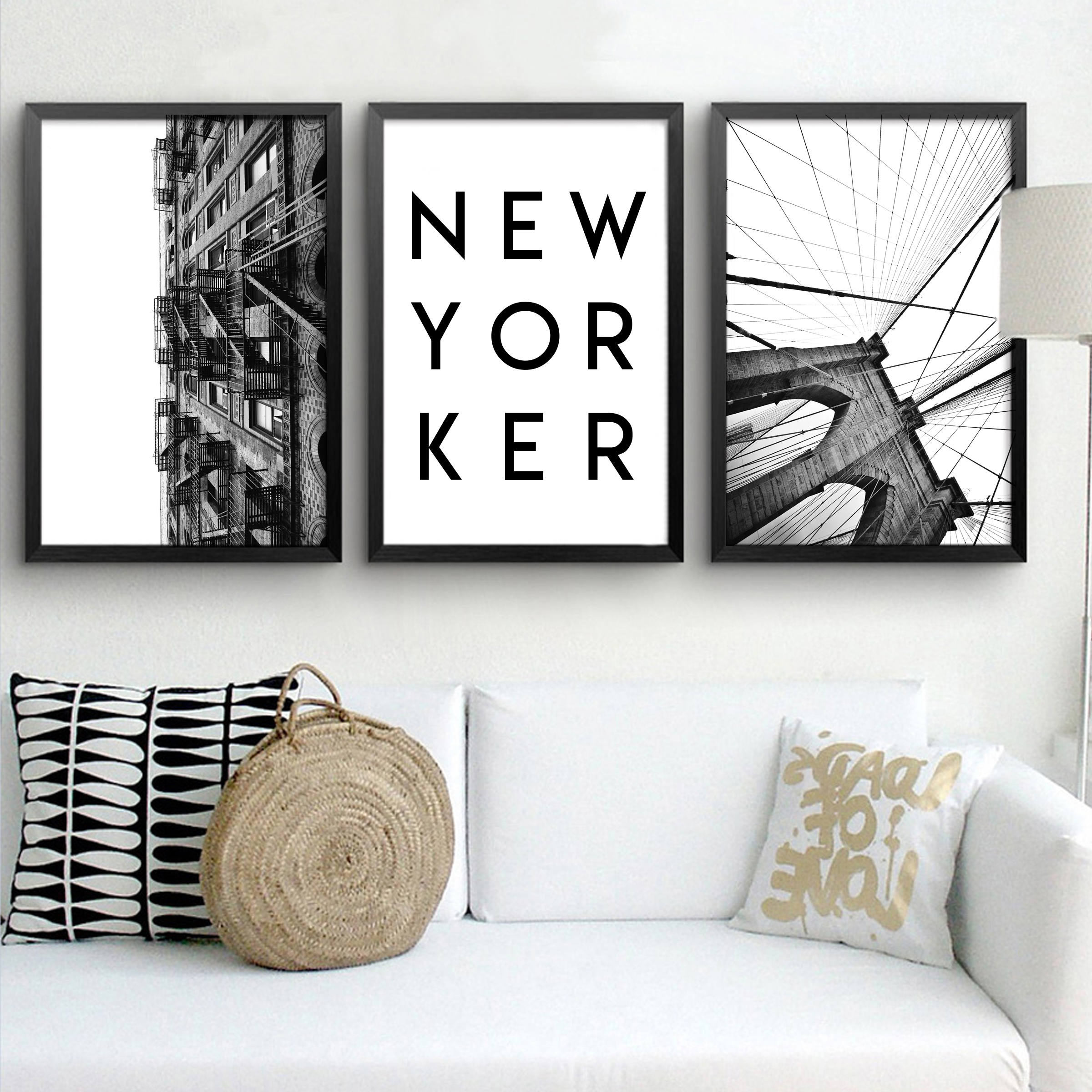 New York Wall Decor SET OF 3 Black and White New York Wall Etsy