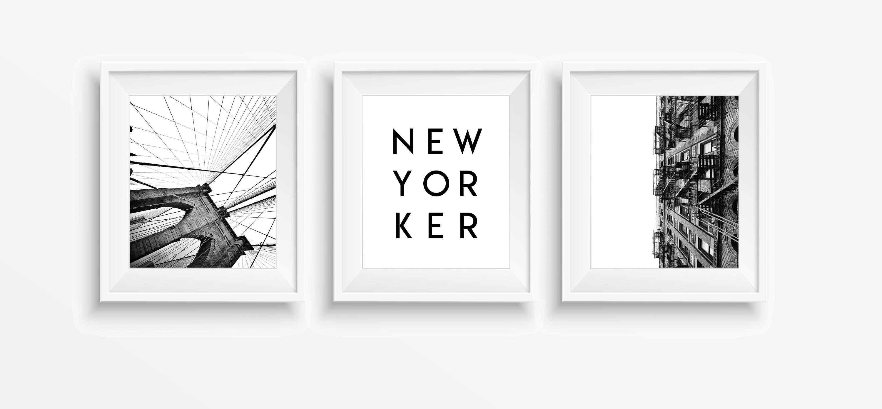 New York Wall Decor SET OF 3 Black and White New York Wall Etsy