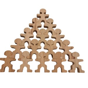Wooden Balancing Toy - 15 Beechwood Men, Montessori Stacking Game