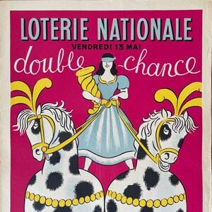 Poster pubblicitario antico originale - Lotteria Nazionale - Poster Vintage 1950 - Poster da collezione - Artista Lucien Boucher