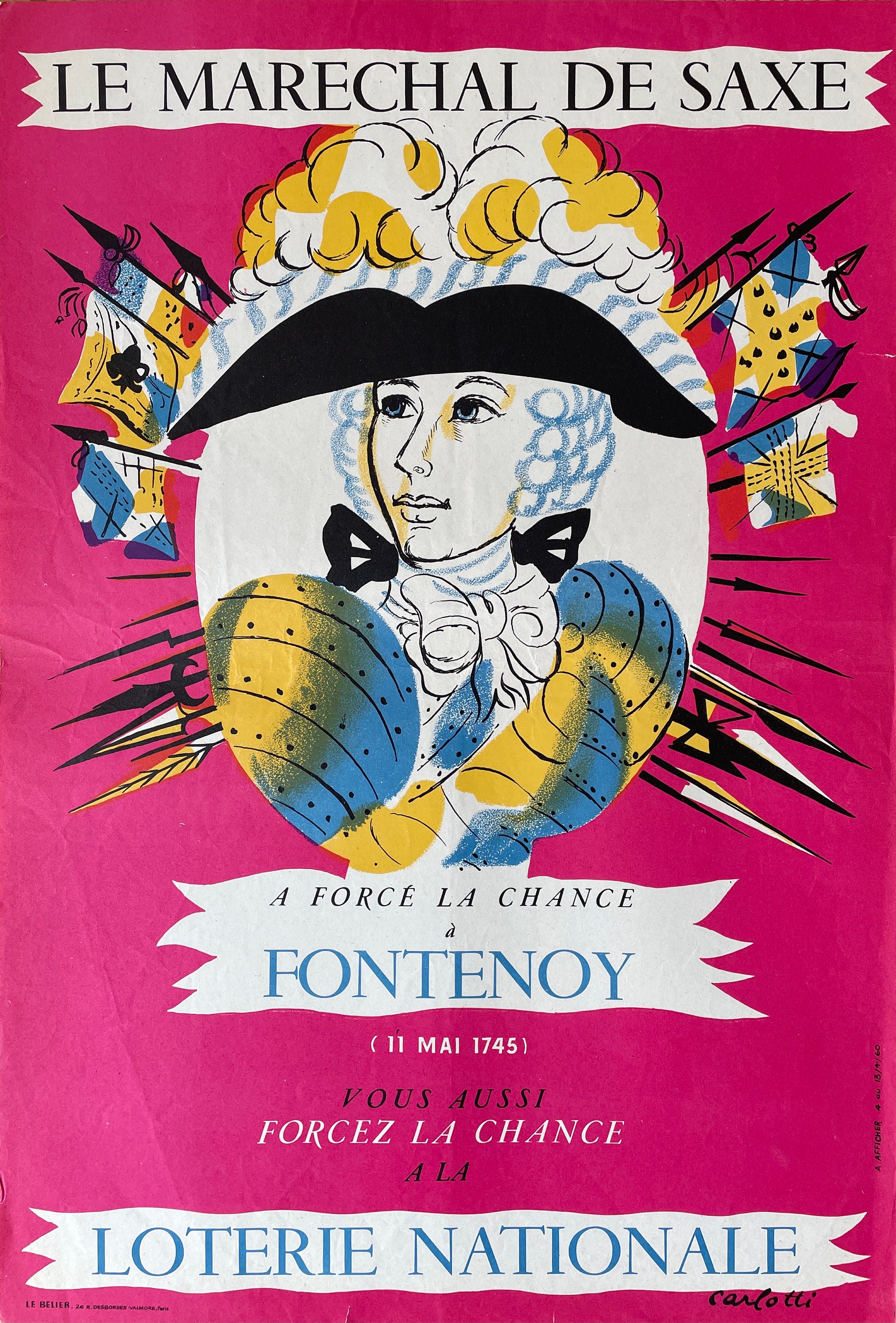 Affiche Publicitaire Ancienne Originale - Loterie Nationale Affiche Vintage 1960 de Collection Artis