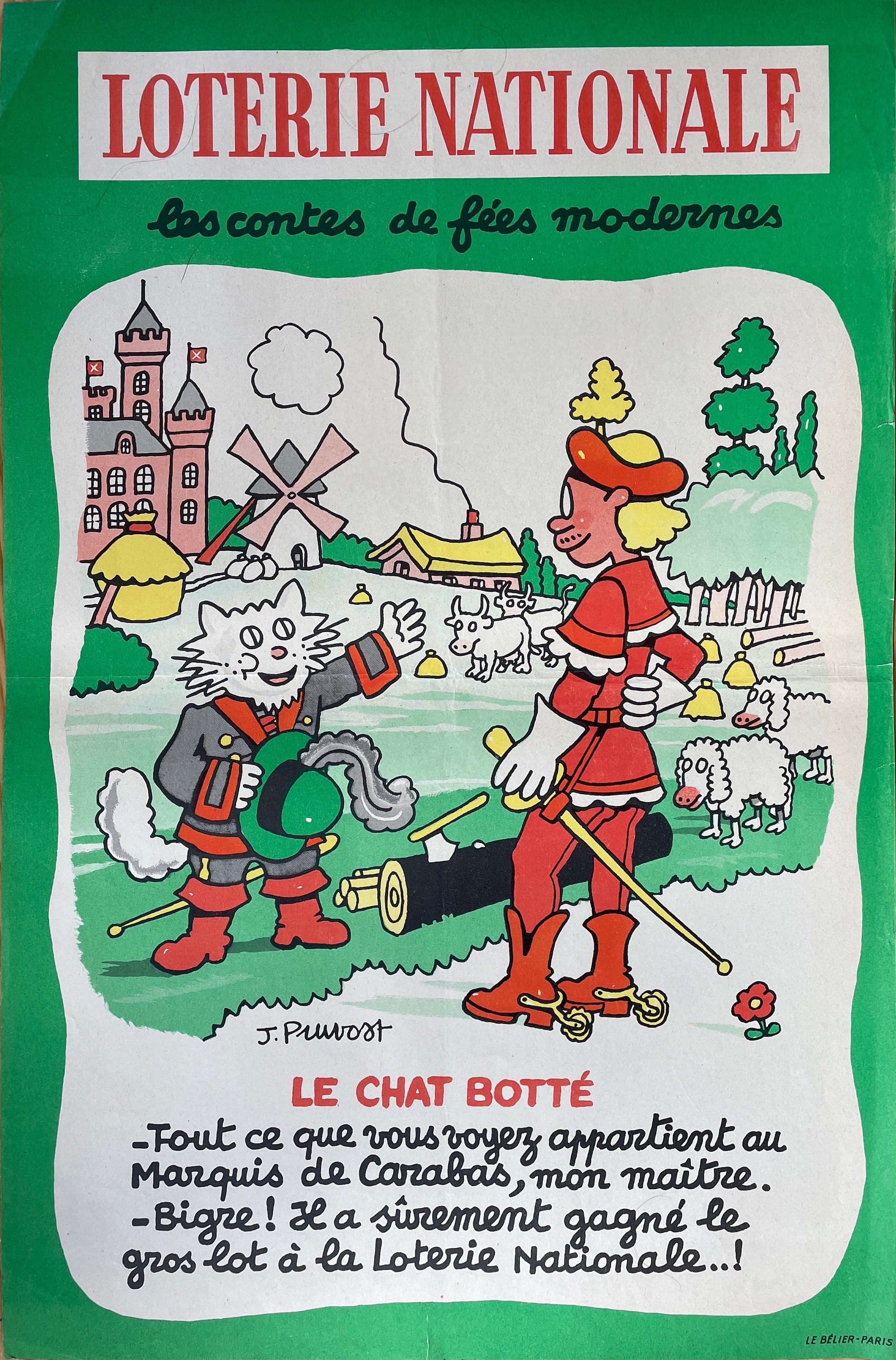 Affiche Publicitaire Ancienne Originale - Loterie Nationale Affiche Française Vintage 1957 de Collec