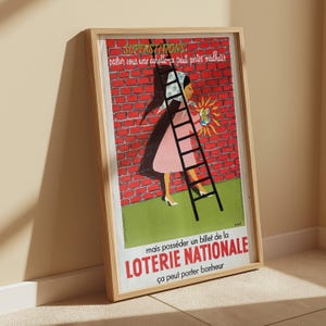 Cartel publicitario antiguo original - Lotería Nacional - Cartel vintage de 1960 - Cartel coleccionable - Artista Constant