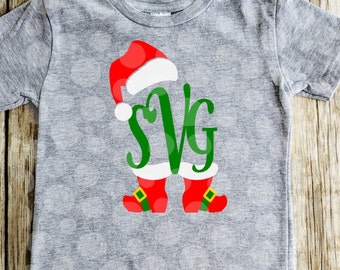 Santa Claus svg, Christmas Monogram, Santa boots, santa hat, red and green christmas shirt design, svg, digital download svg file