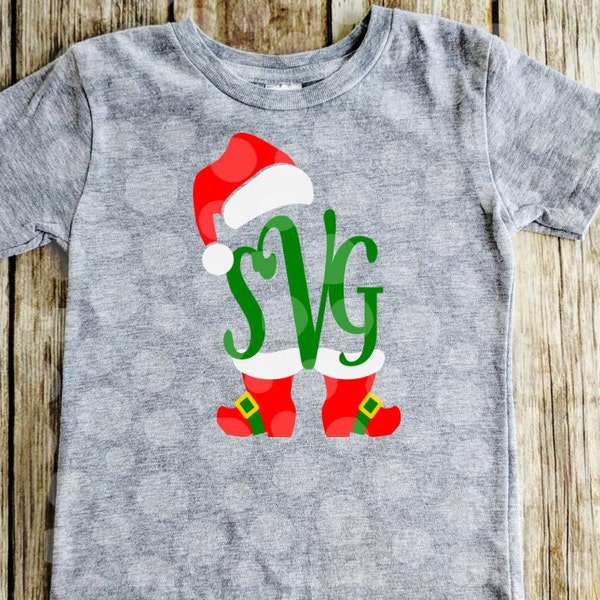 Santa Claus svg, Christmas Monogram, Santa boots, santa hat, red and green christmas shirt design, svg, digital download svg file