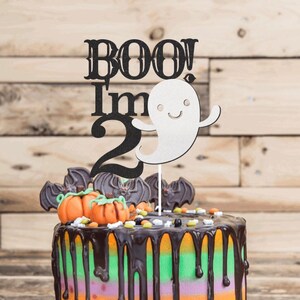 Boo I'm Two Cake Topper Halloween Cake Topper Cake Topper 2nd Birthday Cake Topper Happy 2nd Birthday Cake Topper image 1