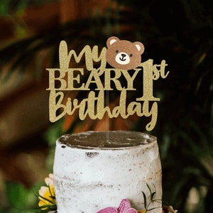 My Beary First Birthday Cake Topper My Very 1st Birthday Smash Cake Topper Teddy Bear Cake Decoration Bear Party Decor Bearly One