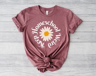 Keep Homeschool Weird T-shirt Tee Kids Parents Unisex Home School Club Gang Flower