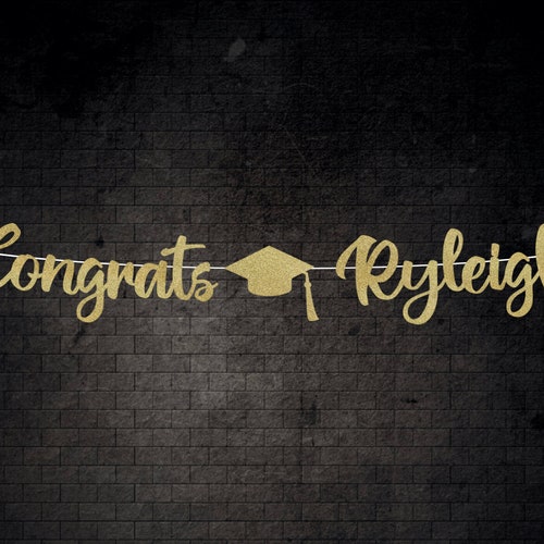 Congrats Name Graduation Banner Custom Graduation Banner Etsy