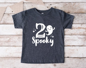 2 Spooky Toddler Birthday T-shirt Two Spooky Halloween Theme Kids Second Birthday Party Shirt Tee Kids Boy Girl Boo I'm Two Cute Ghost