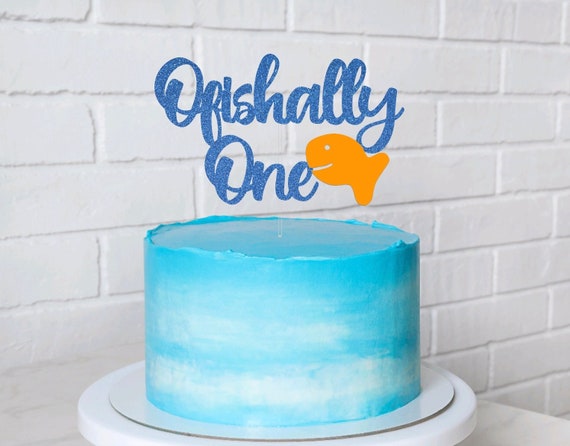 Ofishally One Fish Theme First Birthday Party Cake Topper