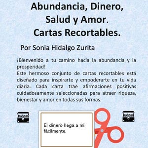 Afirmaciones para la Abundancia Dinero Salud y Amor Cartas Recortables para que empieces a manifestar lo que deseas en tu vida. PDF digital.
