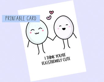 I Think You're Eggstremely Cute | Valentines Card, Anniversary, Funny Card, Puns Card, Puns, Love Card, Pun, Funny, Cute, Valentines Day,