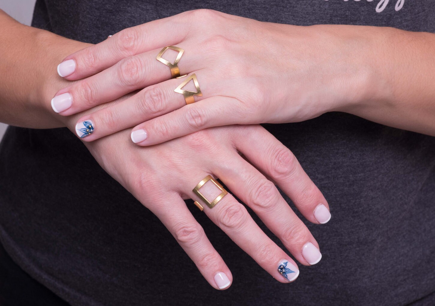 3 Ring Set Geometric Rings Hammered Rings Gold Gold Rings Etsy