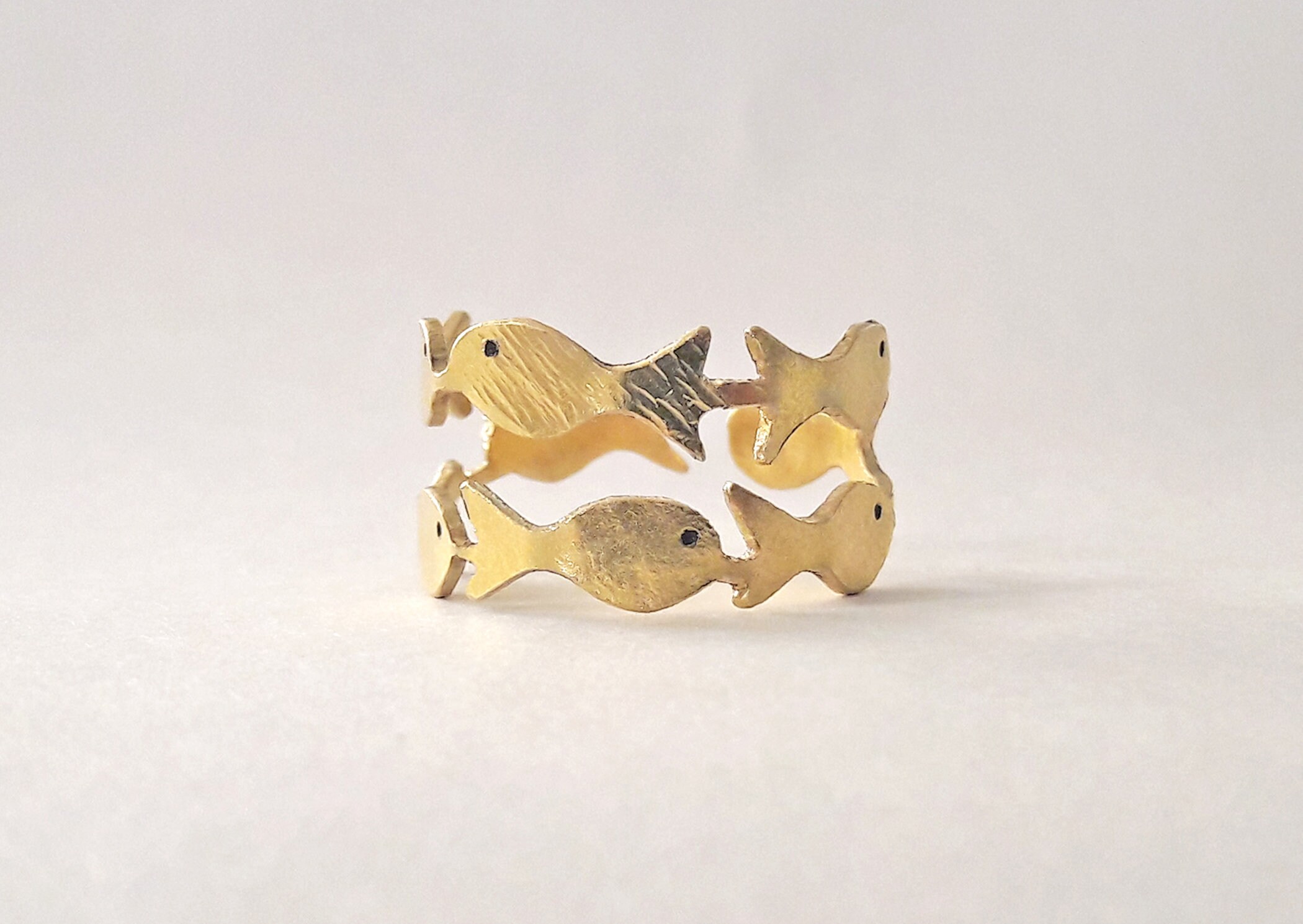 Gold Fish Ring Swimming Against The Current Ring With Etsy