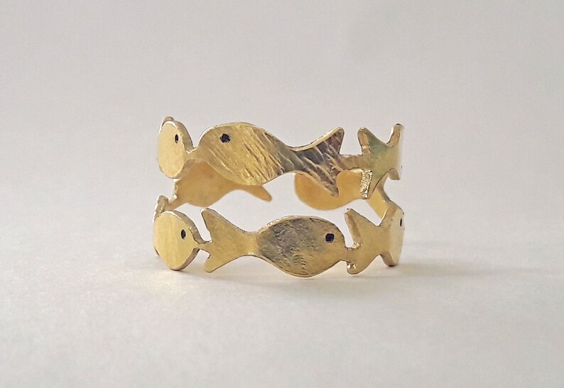 Gold Fish Ring Swimming Against The Current Ring With Etsy