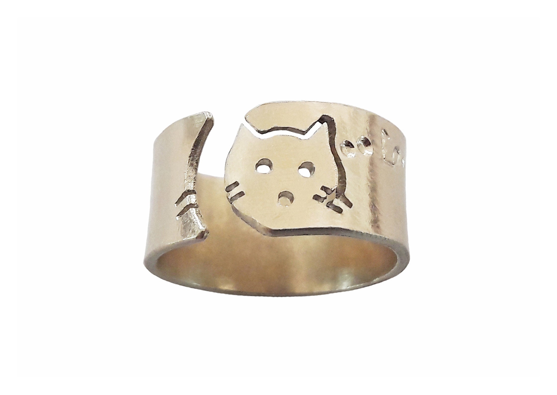 Personalized Cat Ring Custom Cat Ring Silver Cat Ring Etsy