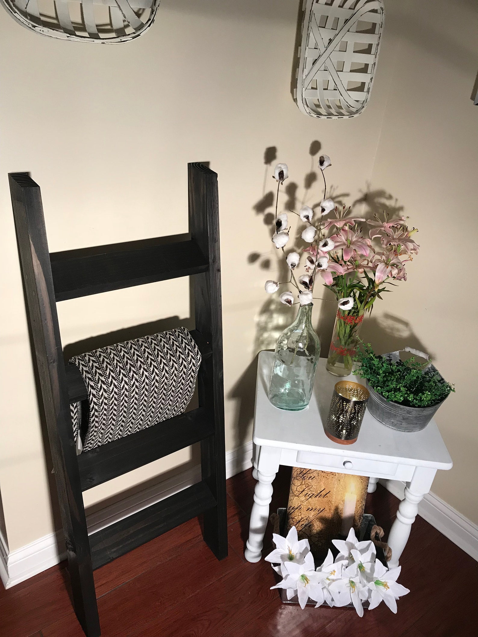 3 4 or 5 ft Vintage Black Blanket Ladder Quilt Ladder Wood Etsy