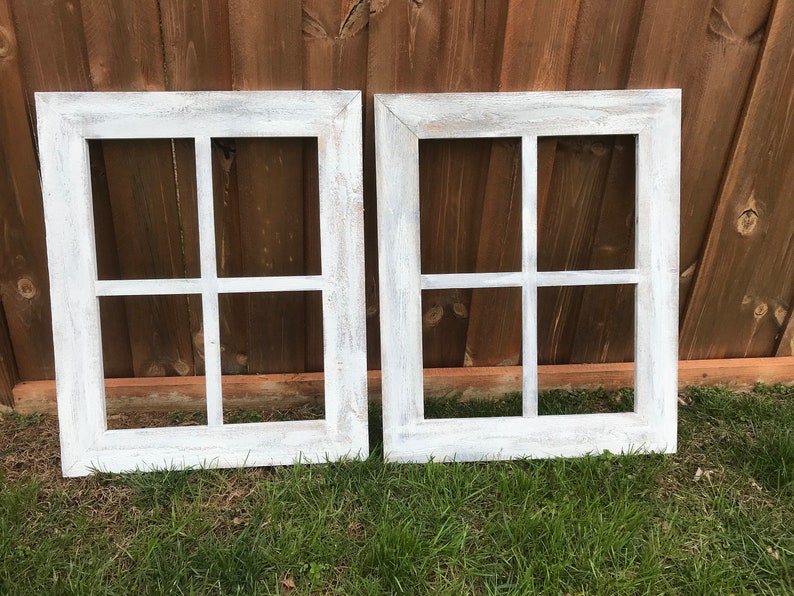 Rustic Window Frame 4 Pane Wide Frame Vintage Distressed Etsy