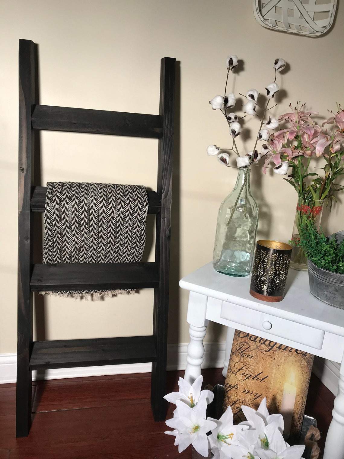 3 4 or 5 ft Vintage Black Blanket Ladder Quilt Ladder Wood Etsy