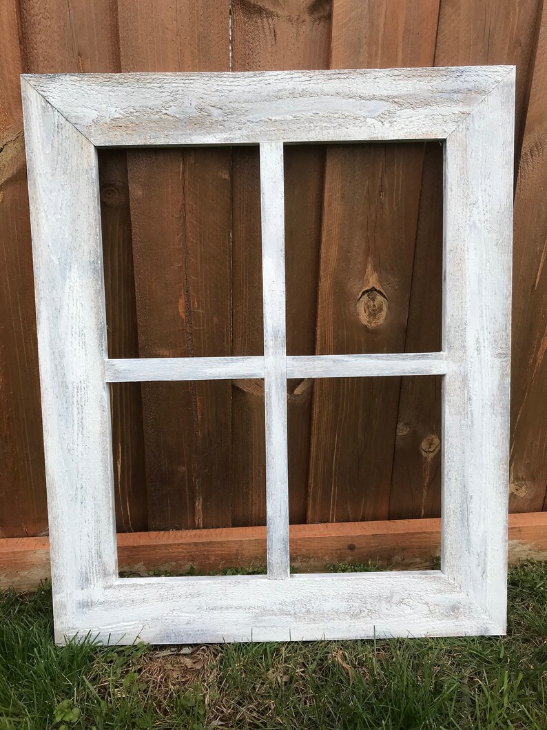 Rustic Window Frame 4 Pane Wide Frame Vintage Distressed Etsy