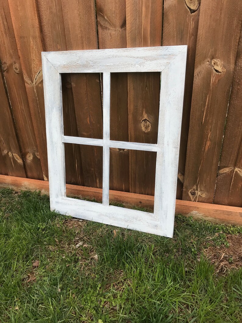 Rustic Window Frame 4 Pane Wide Vintage Distressed Image 0