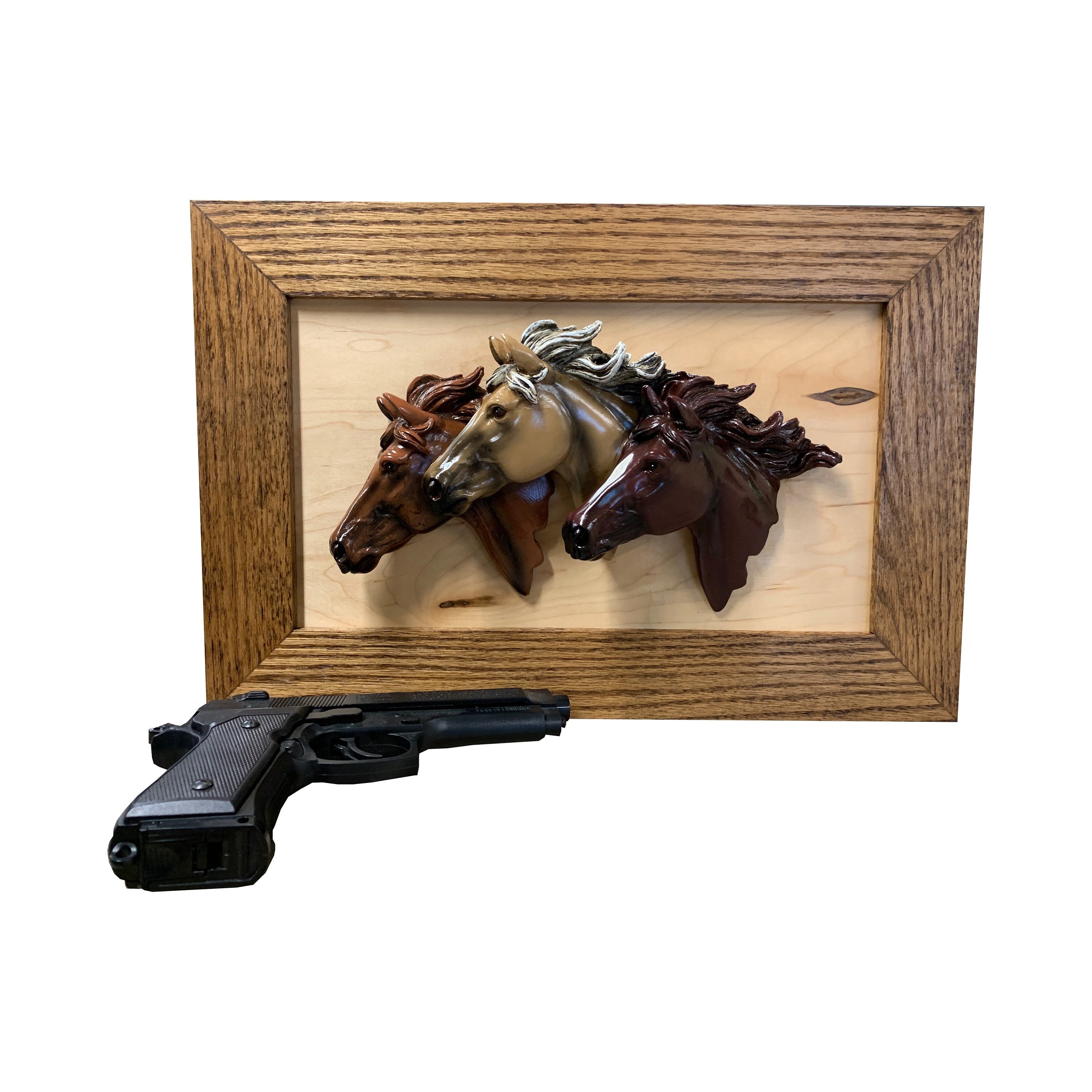 Hidden Gun Wall Art Framed Horses Concealment Wall Etsy