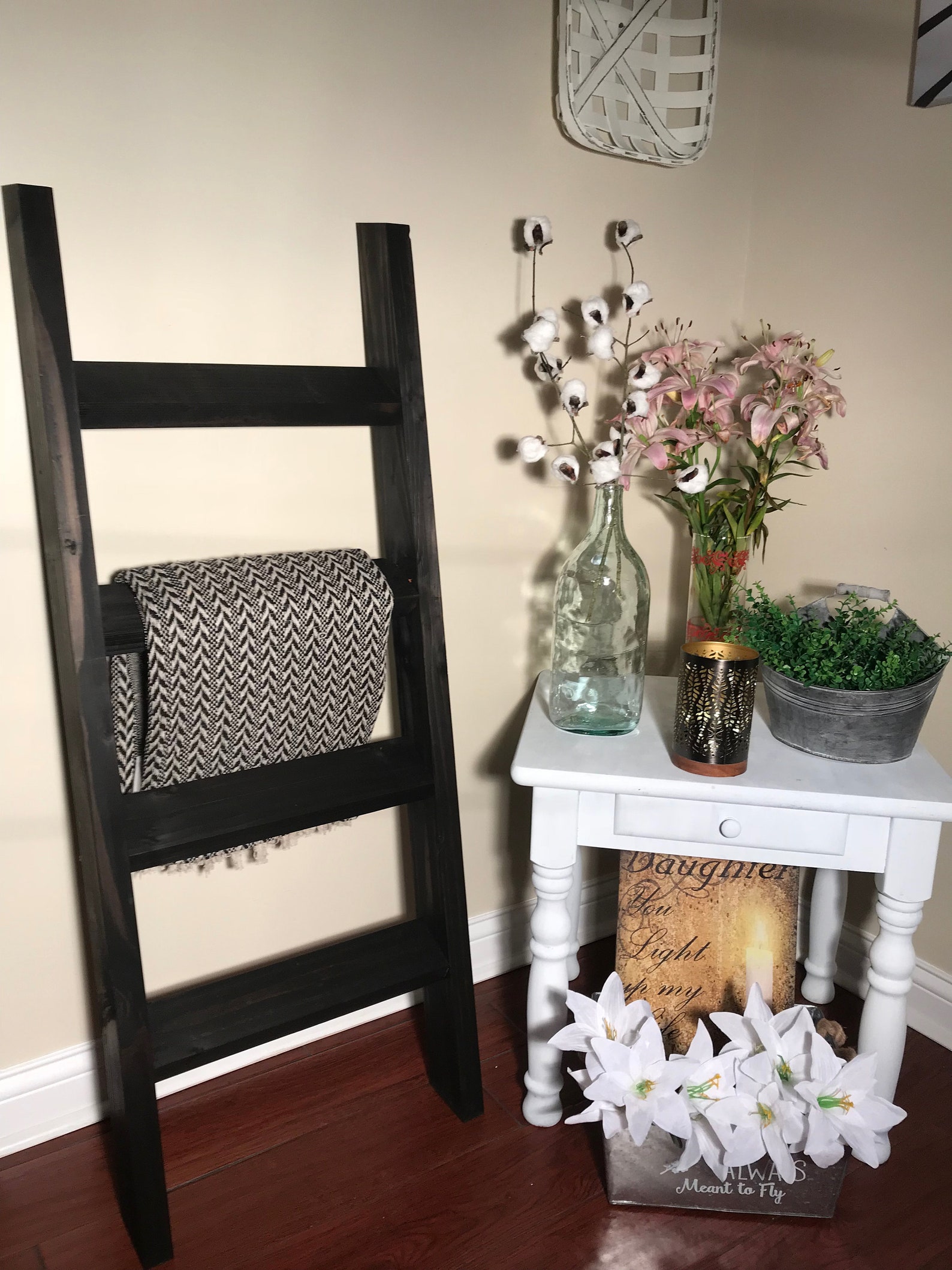 3 4 or 5 ft Vintage Black Blanket Ladder Quilt Ladder Wood Etsy