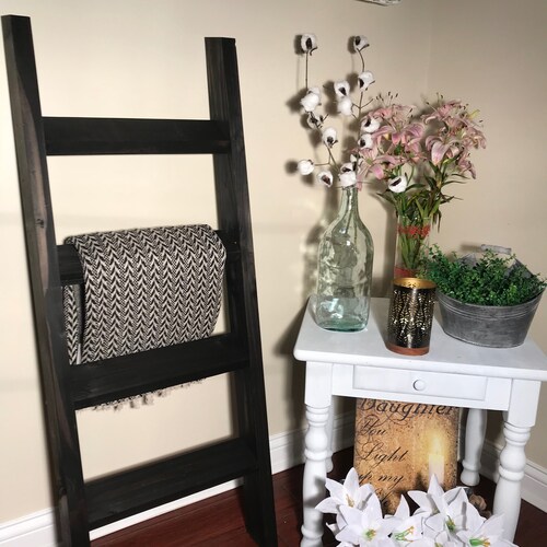 3 4 or 5 Ft Vintage Gray Blanket Ladder Quilt Ladder Wood Etsy