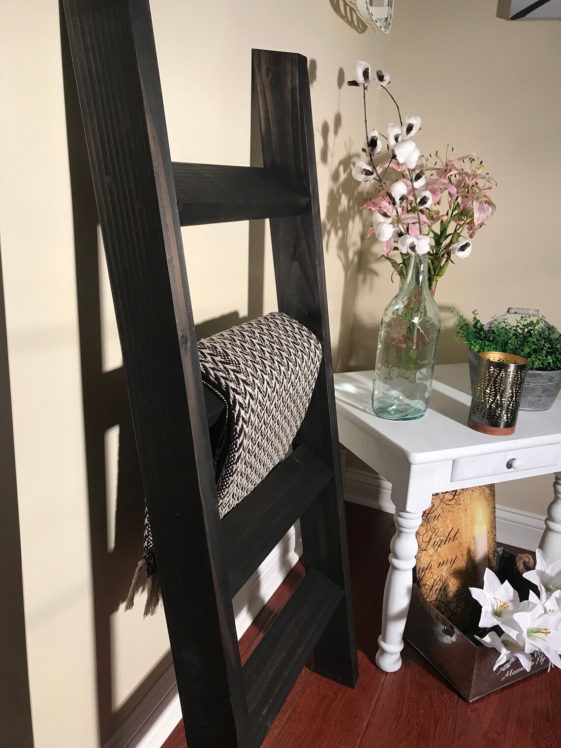 3 4 or 5 ft Vintage Black Blanket Ladder Quilt Ladder Wood Etsy