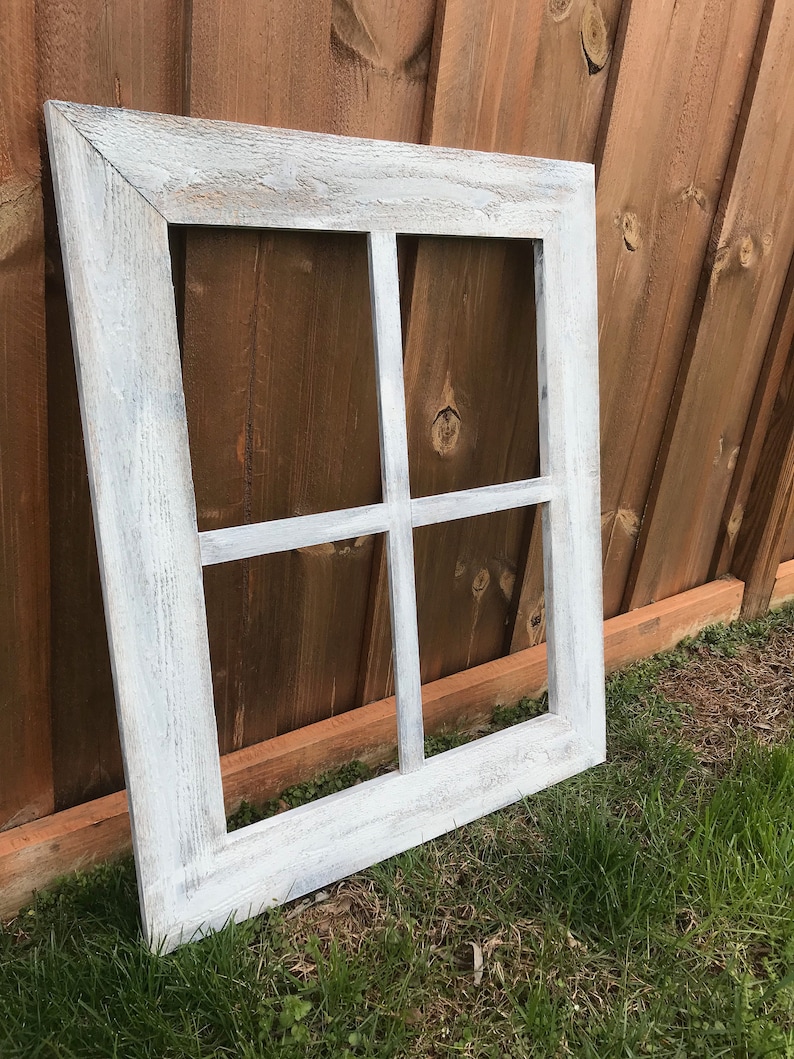 Rustic Window Frame 4 Pane Wide Frame Vintage Distressed Etsy