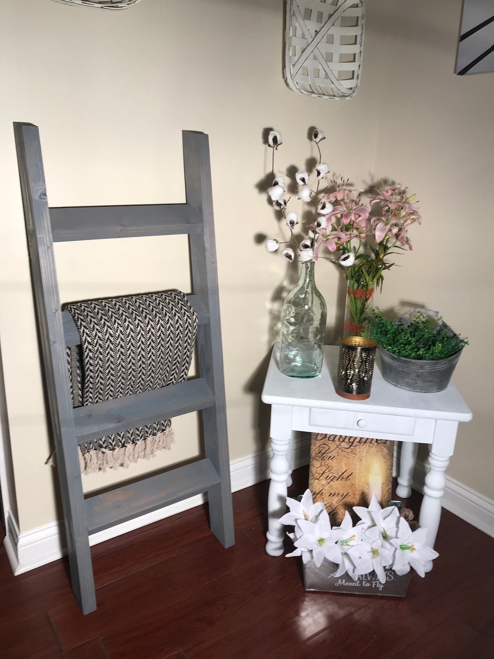 3 4 or 5 Ft Vintage Gray Blanket Ladder Quilt Ladder Wood Etsy